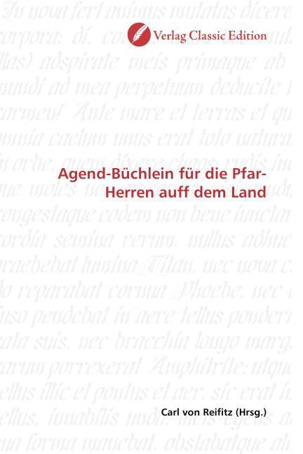 Produktbild: Agend-B&uuml;chlein f&uuml;r die Pfar-Herren auff dem Land
