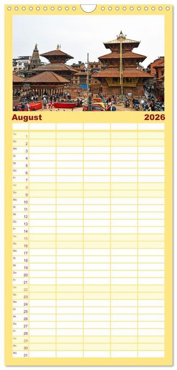 Produktbild: Familienplaner 2026 - Einzigartiges NEPAL mit 5 Spalten (Wandkalender, 21 x 45 cm) CALVENDO