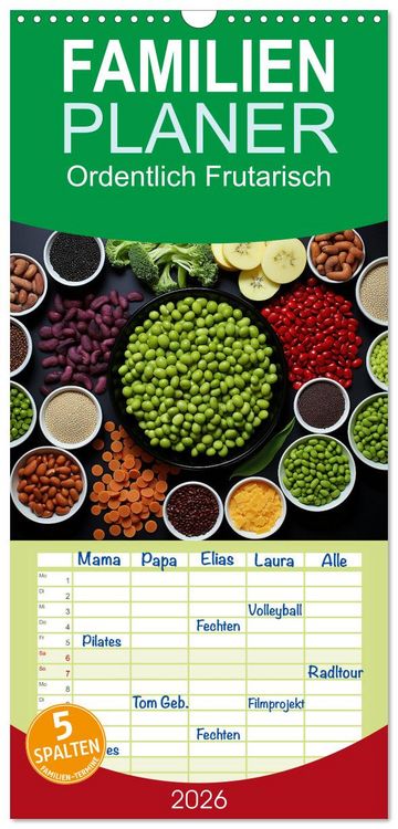 Produktbild: Familienplaner 2026 - Ordentlich Frutarisch mit 5 Spalten (Wandkalender, 21 x 45 cm) CALVENDO