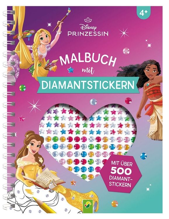 Produktbild: Disney Prinzessin Malbuch mit Diamantstickern | Malspa&szlig; mit &uuml;ber 500 funkelnden Glitzersteinen