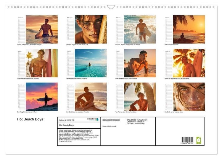 Produktbild: Hot Beach Boys (Wandkalender 2027 DIN A2 quer), CALVENDO Monatskalender