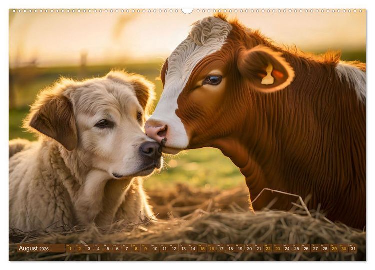 Produktbild: Bauernhof-Freunde - Hunde und ihre tierischen Freundschaften (Wandkalender 2026 DIN A2 quer), CALVENDO Monatskalender
