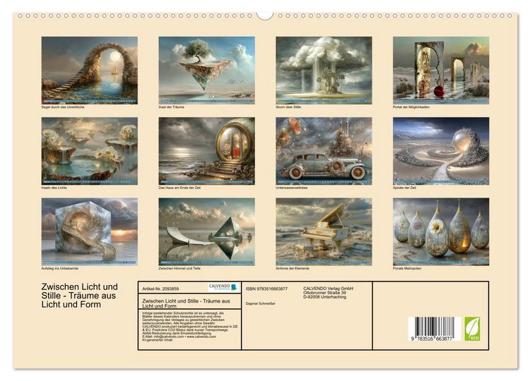 Produktbild: Zwischen Licht und Stille - Tr&auml;ume aus Licht und Form (hochwertiger Premium Wandkalender 2026 DIN A2 quer), Kunstdruck in Hochglanz