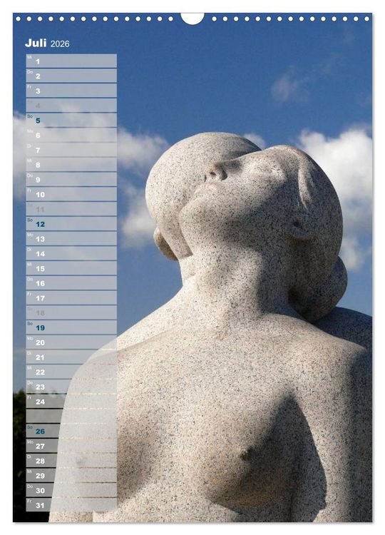 Produktbild: Skulpturen im Vigeland-Park Oslo (Wandkalender 2026 DIN A3 hoch), CALVENDO Monatskalender