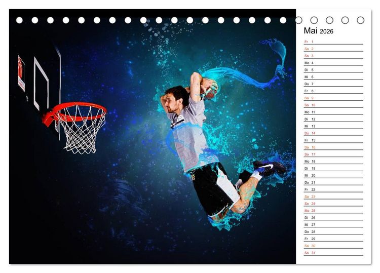 Produktbild: Basketball Fantasiewelten (Tischkalender 2026 DIN A5 quer), CALVENDO Monatskalender