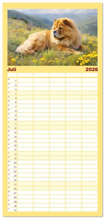 Produktbild: Familienplaner 2026 - Chow Chow Momente. Fellpoesie aus dem Reich der Mitte mit 5 Spalten (Wandkalender, 21 x 45 cm) CALVENDO