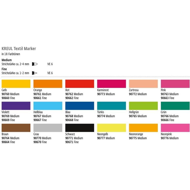 Produktbild: KREUL Textil Marker medium Junior 12er Set