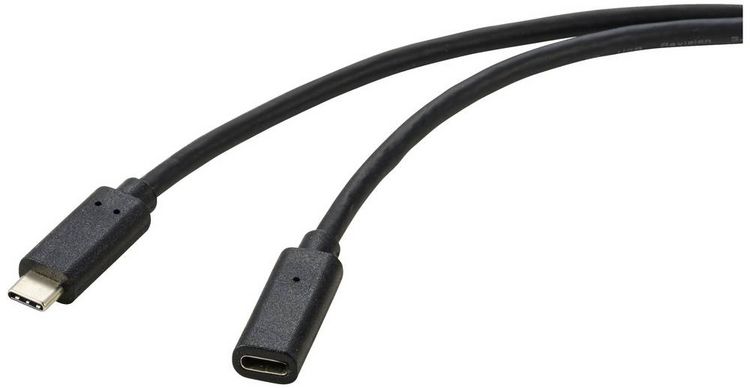 Produktbild: Renkforce USB-Kabel USB 3.2 Gen2x2 USB-C&reg; Stecker, USB-C&reg; Buchse 1.00 m Schwarz PVC-Mantel RF-4755220