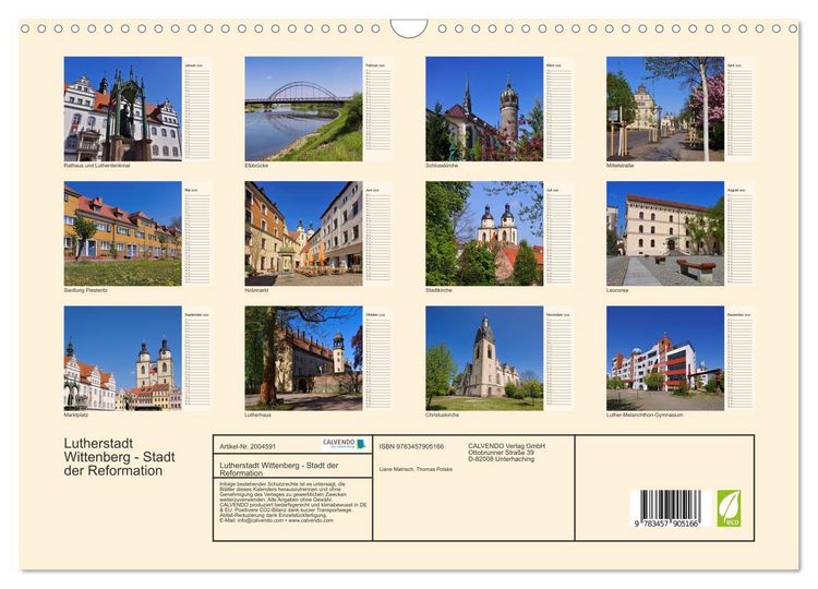 Produktbild: Lutherstadt Wittenberg - Stadt der Reformation (Wandkalender 2026 DIN A3 quer), CALVENDO Monatskalender