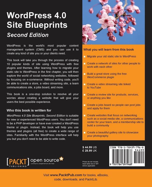 Produktbild: WordPress 4.0 Site Blueprints - Second Edition