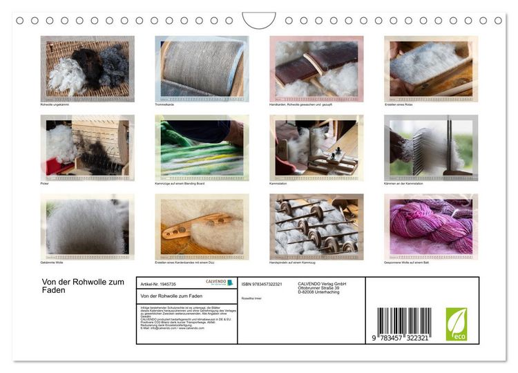 Produktbild: Von der Rohwolle zum Faden (Wandkalender 2026 DIN A4 quer), CALVENDO Monatskalender