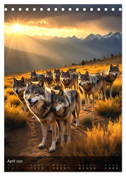 Produktbild: Der Wolf - Sehnsucht Freiheit Kraft (Tischkalender 2026 DIN A5 hoch), CALVENDO Monatskalender