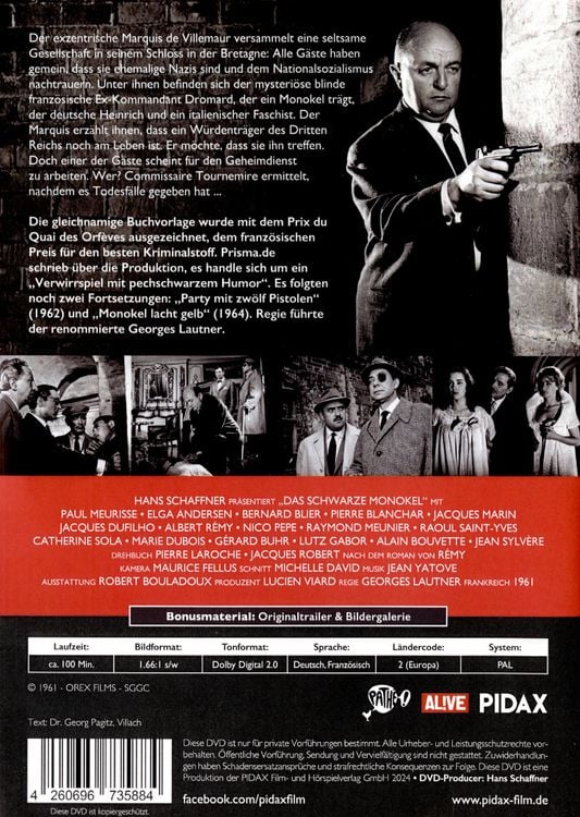 Produktbild: Das schwarze Monokel (Le monocle noir) / Spannender Kriminalfilm mit pechschwarzem Humor (Pidax Film-Klassiker)