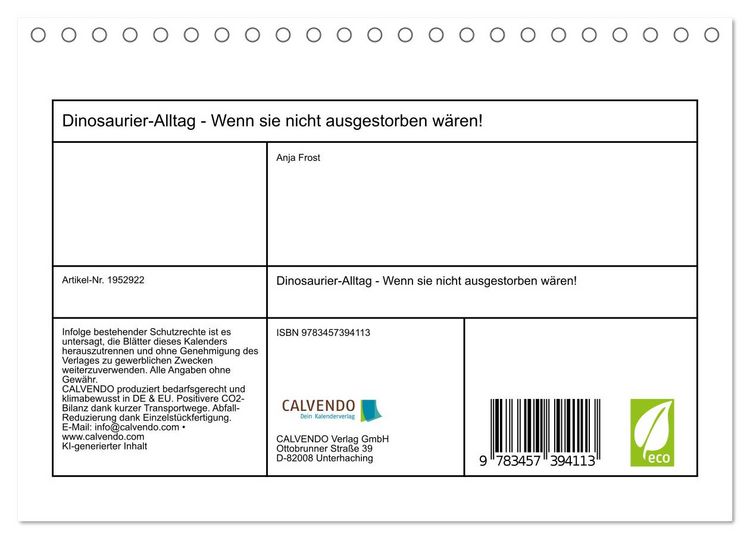 Produktbild: Dinosaurier-Alltag - Wenn sie nicht ausgestorben w&auml;ren! (Tischkalender 2026 DIN A5 quer), CALVENDO Monatskalender