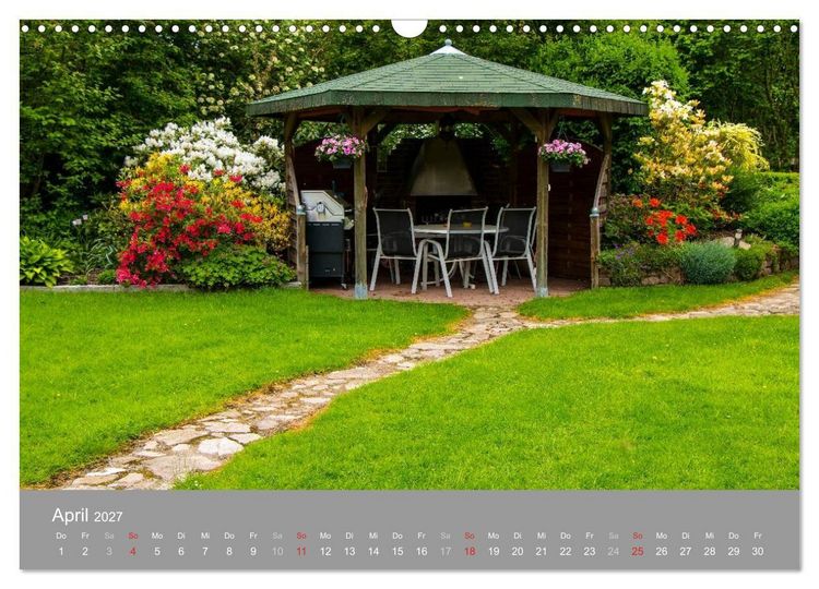 Produktbild: Romantische Garten-Paradiese (Wandkalender 2027 DIN A3 quer), CALVENDO Monatskalender