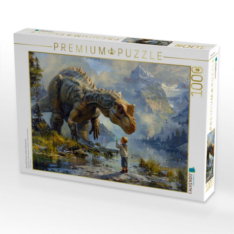 Produktbild: CALVENDO Puzzle Der gro&szlig;e Freund - Kind und Dinosaurier | 1000 Teile Lege-Gr&ouml;&szlig;e 64x48cm Foto-Puzzle f&uuml;r gl&uuml;ckliche Stunden