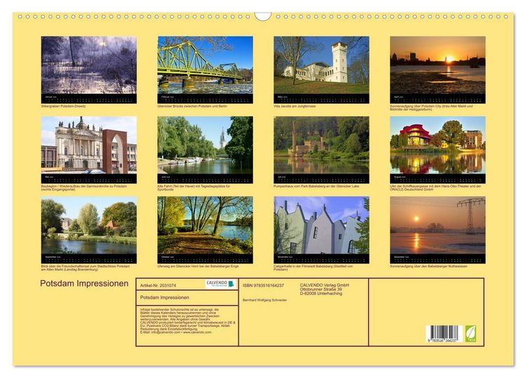 Produktbild: Potsdam Impressionen (Wandkalender 2026 DIN A2 quer), CALVENDO Monatskalender