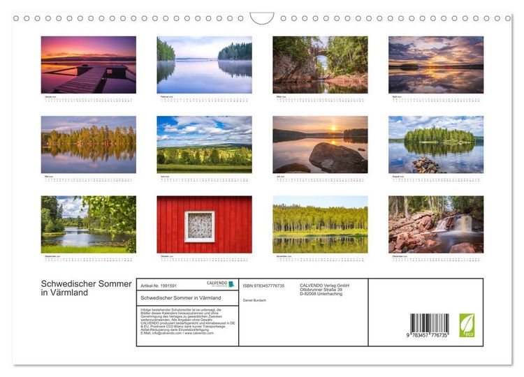 Produktbild: Schwedischer Sommer in V&auml;rmland (Wandkalender 2026 DIN A3 quer), CALVENDO Monatskalender