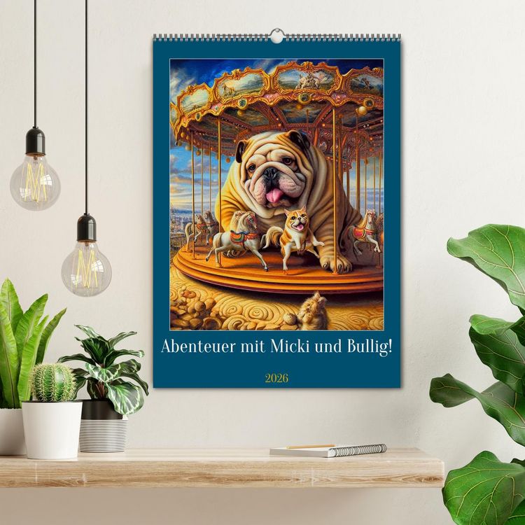 Produktbild: Abenteuer mit Micki und Bullig! (Wandkalender 2026 DIN A2 hoch), CALVENDO Monatskalender