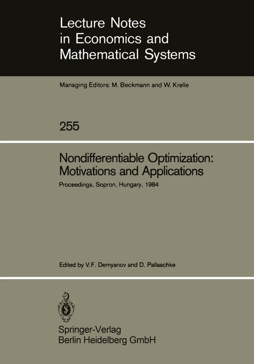 Produktbild: Nondifferentiable Optimization: Motivations and Applications