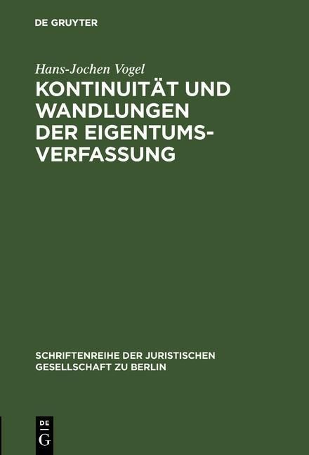 Produktbild: Kontinuit&auml;t und Wandlungen der Eigentumsverfassung