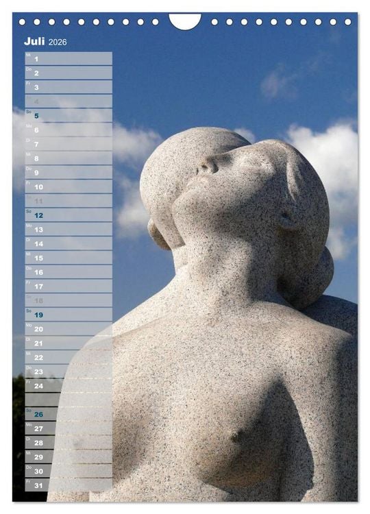 Produktbild: Skulpturen im Vigeland-Park Oslo (Wandkalender 2026 DIN A4 hoch), CALVENDO Monatskalender