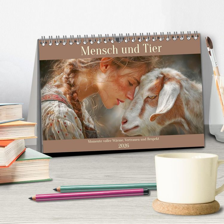 Produktbild: Mensch und Tier. Momente voller W&auml;rme, Vertrauen und Respekt (Tischkalender 2026 DIN A5 quer), CALVENDO Monatskalender