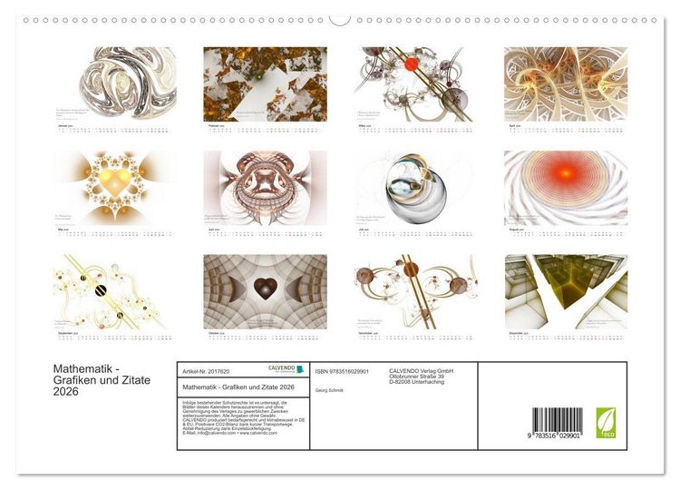 Produktbild: Mathematik - Grafiken und Zitate 2026 (hochwertiger Premium Wandkalender 2026 DIN A2 quer), Kunstdruck in Hochglanz