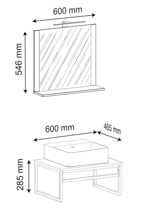 Produktbild: 3-tlg. Waschtisch Badm&ouml;bel Waschbecken Bitila 60