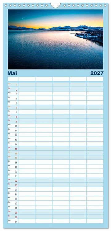 Produktbild: Familienplaner 2027 - Troms&oslash; in der Polarnacht mit 5 Spalten (Wandkalender, 21 x 45 cm) CALVENDO