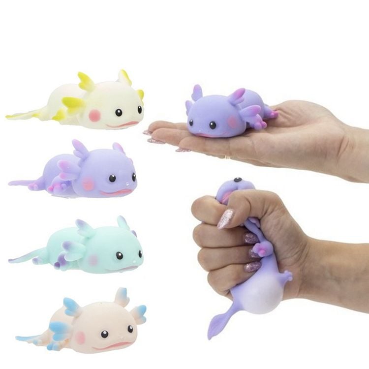 Produktbild: Quetsch-Axolotl Anti-Stress-Toy in Pastell, 12 cm (sortiert, Farbe nicht w&auml;hlbar)
