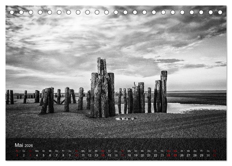 Produktbild: Wangerooge Noir (Tischkalender 2026 DIN A5 quer), CALVENDO Monatskalender