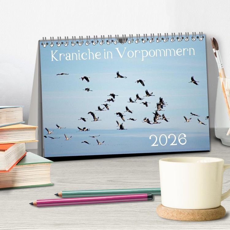 Produktbild: Kraniche in Vorpommern (Tischkalender 2026 DIN A5 quer), CALVENDO Monatskalender
