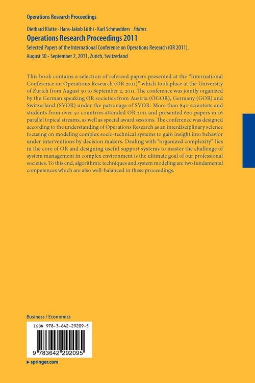 Produktbild: Operations Research Proceedings 2011