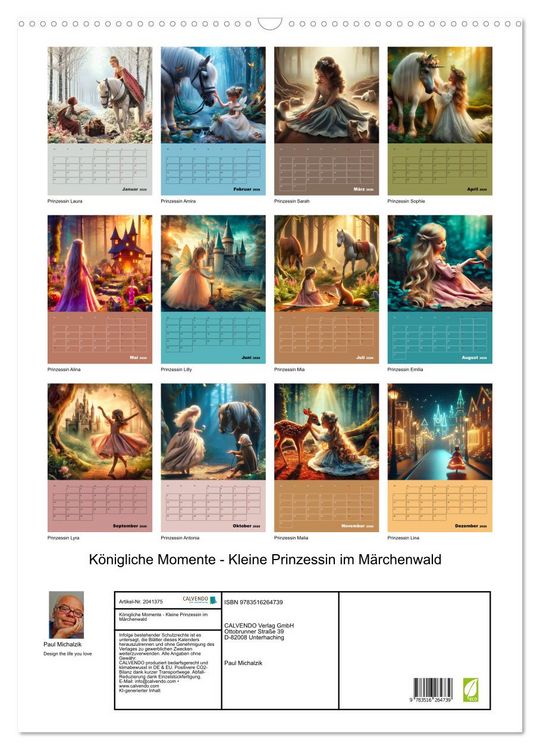Produktbild: K&ouml;nigliche Momente - Kleine Prinzessin im M&auml;rchenwald (Wandkalender 2026 DIN A2 hoch), CALVENDO Monatskalender