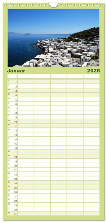 Produktbild: Familienplaner 2026 - Griechische Inseln mit 5 Spalten (Wandkalender, 21 x 45 cm) CALVENDO