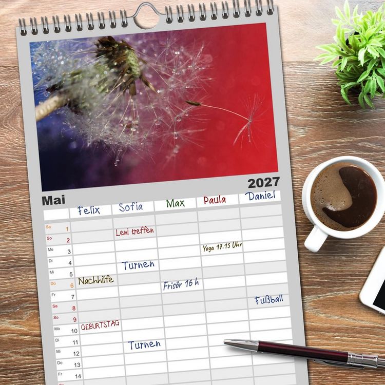 Produktbild: Familienplaner 2027 - Puste mal! mit 5 Spalten (Wandkalender, 21 x 45 cm) CALVENDO