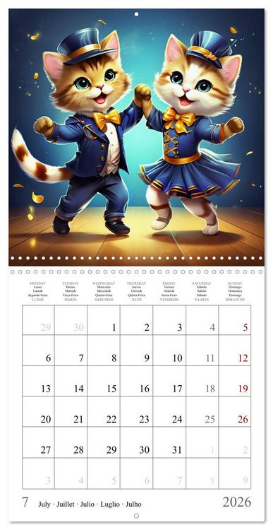 Produktbild: Cute Cats Dancing (Wall Calendar 2026 12 &times; 12 Inch) CALVENDO 12 Month Wall Calendar