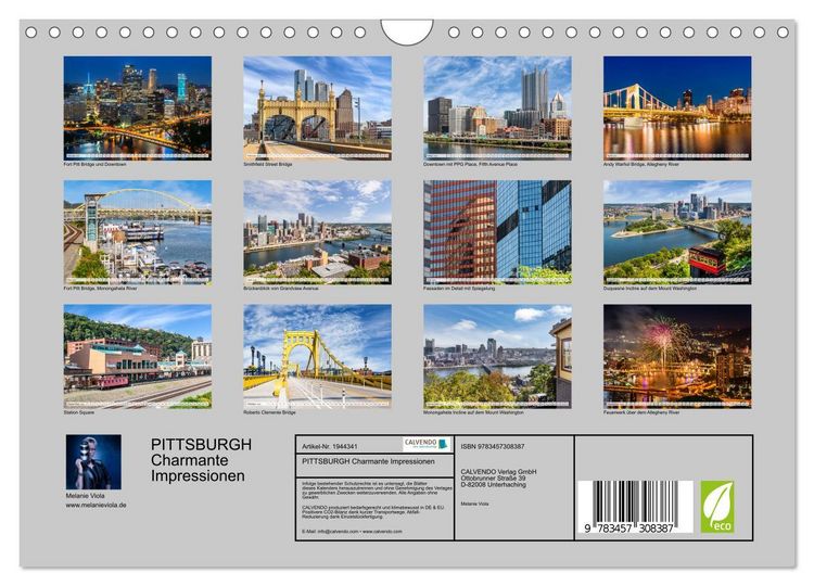 Produktbild: PITTSBURGH Charmante Impressionen (Wandkalender 2026 DIN A4 quer), CALVENDO Monatskalender