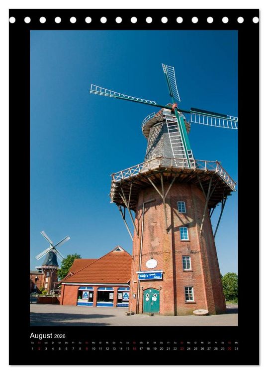Produktbild: Windm&uuml;hlen in Deutschland (Tischkalender 2026 DIN A5 hoch), CALVENDO Monatskalender