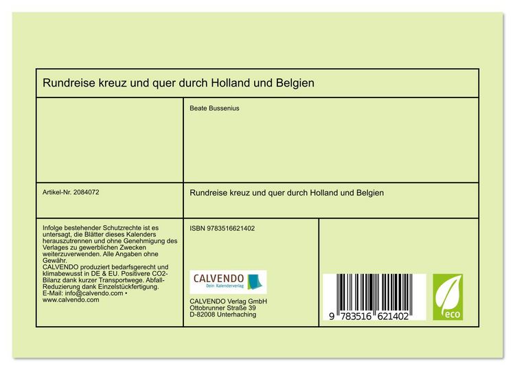Produktbild: Rundreise kreuz und quer durch Holland und Belgien (Tischkalender 2026 DIN A5 quer), CALVENDO Monatskalender