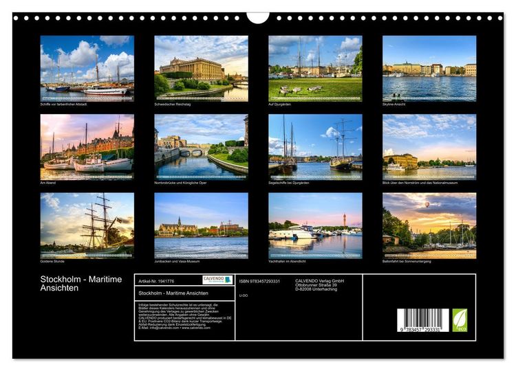Produktbild: Stockholm - Maritime Ansichten (Wandkalender 2026 DIN A3 quer), CALVENDO Monatskalender