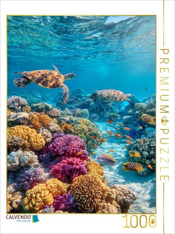 Produktbild: CALVENDO Puzzle Korallenriff mit Meeresschildkr&ouml;ten | 1000 Teile Lege-Gr&ouml;&szlig;e 64x48cm Foto-Puzzle f&uuml;r gl&uuml;ckliche Stunden