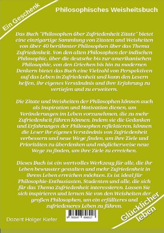 Produktbild: Philosophen &uuml;ber Zufriedenheit - Zitate