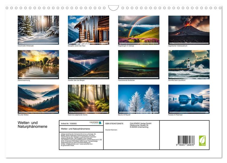 Produktbild: Wetter- und Naturph&auml;nomene (Wandkalender 2026 DIN A3 quer), CALVENDO Monatskalender