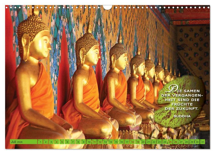 Produktbild: Buddhas Worte - Der Weg zur Achtsamkeit (Wandkalender 2026 DIN A3 quer), CALVENDO Monatskalender