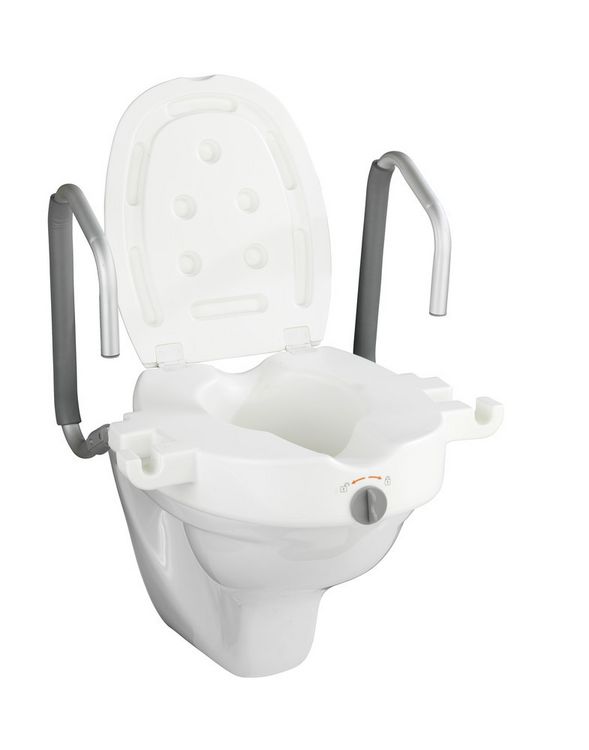 Produktbild: WC-Sitz Erh&ouml;hung mit St&uuml;tzgriffen Mod. Secura, mit Easy-Close Absenkautomatik