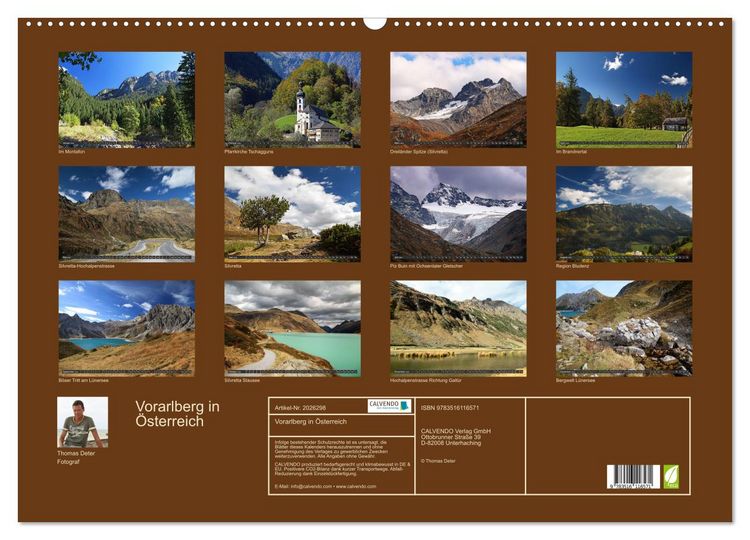 Produktbild: Vorarlberg in &Ouml;sterreich (Wandkalender 2026 DIN A2 quer), CALVENDO Monatskalender