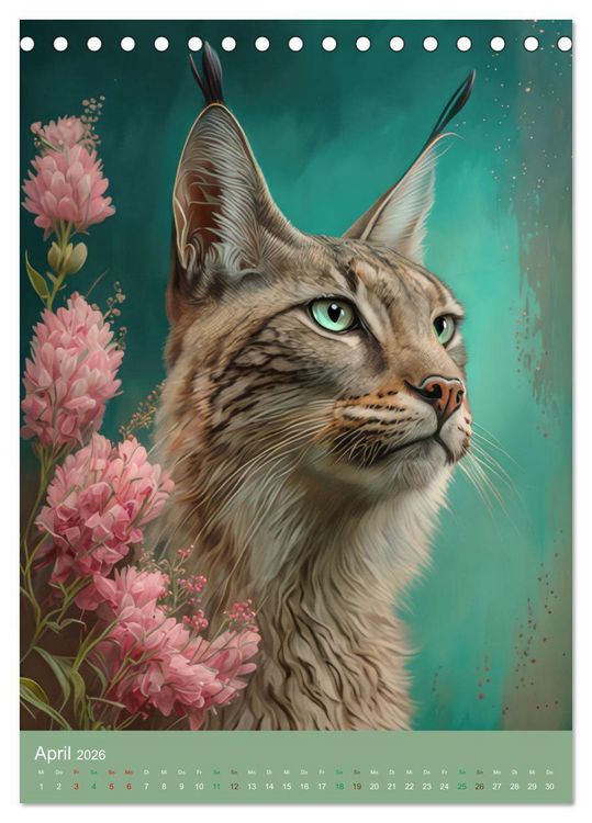 Produktbild: Raubkatzen mit Ornamenten indischer Art (Tischkalender 2026 DIN A5 hoch), CALVENDO Monatskalender