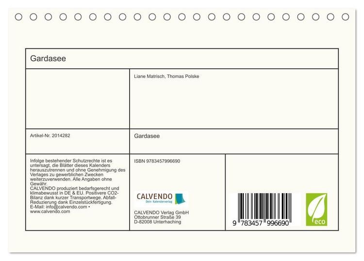 Produktbild: Gardasee (Tischkalender 2026 DIN A5 quer), CALVENDO Monatskalender